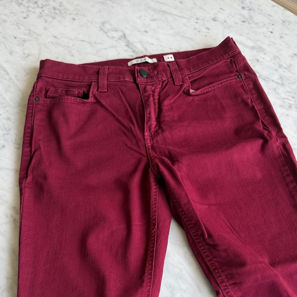 SP Black Maroon Skinny Jeans